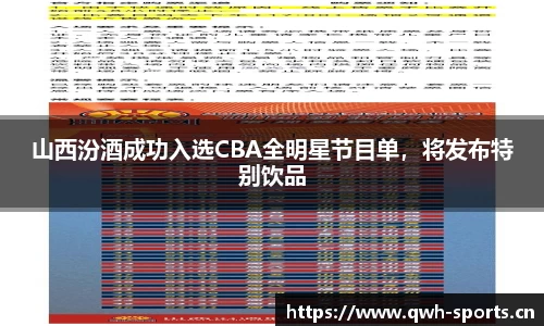 山西汾酒成功入选CBA全明星节目单，将发布特别饮品